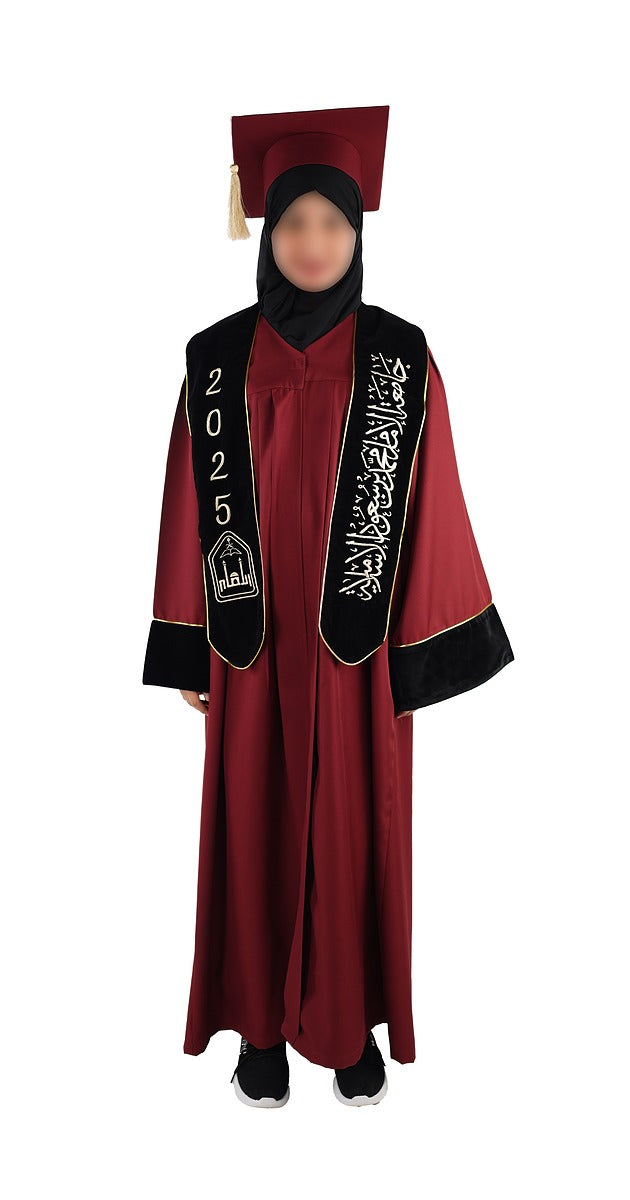 عباية تخرج عنابي موديل 04005